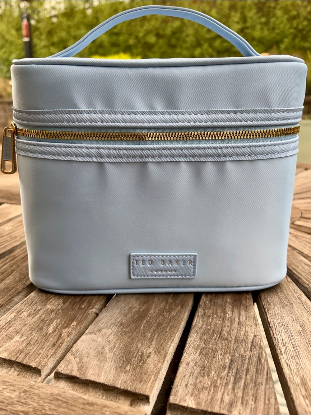 NWT Ted Baker London Nylon Train Case Cosmetic Travel Bag - Brunnera Blue